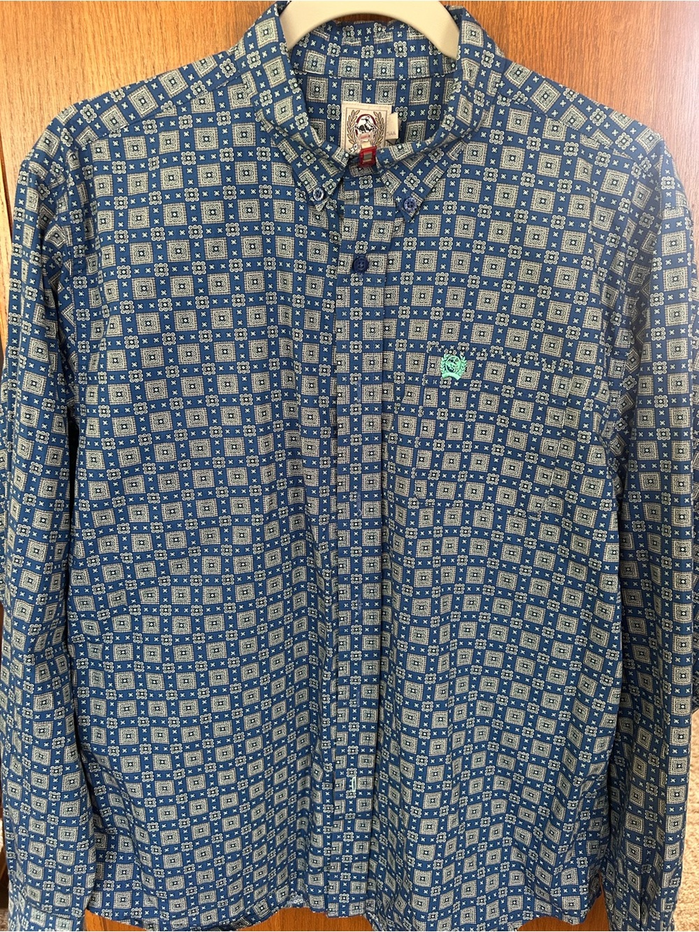 Cinch Blue Geometric Button-Down Shirt